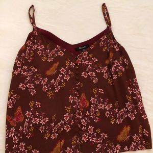 Madewell Red Floral Button Down Cami